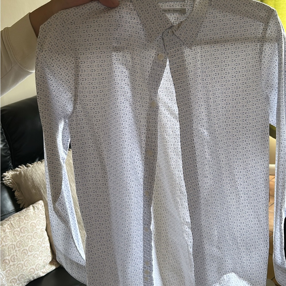 Calvin Klein White Textured Button Down Shirt